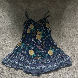Old Navy Navy Floral Smocked Dress